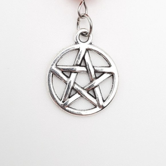 Pentacle Fire Agate Labradorite Chakra Gemstone Keychain Handmade Accessory - Picture 5 of 7